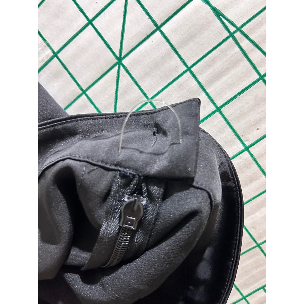 NBD XXS High Waisted Wide Leg Satin Trousers Black Formal Dress Pants Side Zip - Picture 11 of 13
